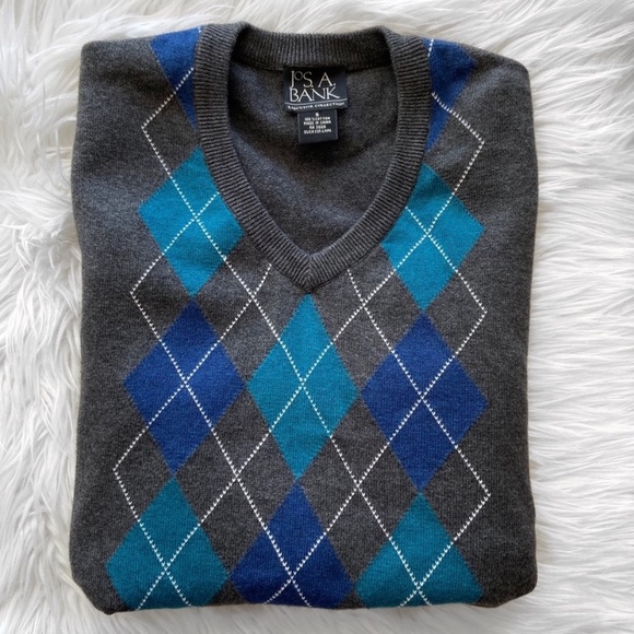 Jos. A. Bank 100% cotton argyle sweater - Picture 2 of 6